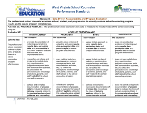 West Virginia School Counselor   Performance Standards Data Driven Accountability and Program Evaluation