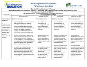 West Virginia School Counselor   Performance Standards