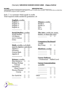 (Sample) STUDENT CREDIT CHECK LIST—Class of 2012