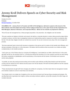 Jeremy Kroll Delivers Speech on Cyber Security and Risk Management  