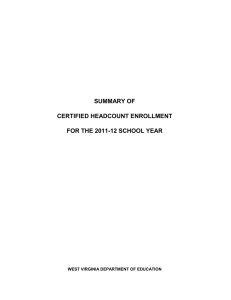 SUMMARY OF CERTIFIED HEADCOUNT ENROLLMENT FOR THE 2011-12 SCHOOL YEAR