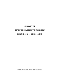 SUMMARY OF CERTIFIED HEADCOUNT ENROLLMENT FOR THE 2012-13 SCHOOL YEAR