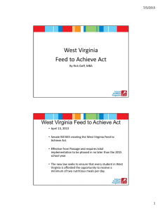 West Virginia  Feed to Achieve Act  West Virginia Feed to Achieve Act