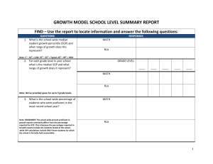 GROWTH MODEL SCHOOL LEVEL SUMMARY REPORT