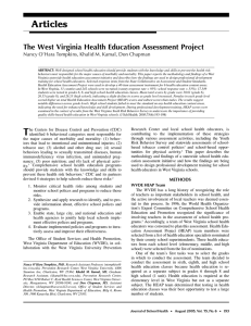 Articles The West Virginia Health Education Assessment Project