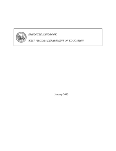 EMPLOYEE HANDBOOK WEST VIRGINIA DEPARTMENT OF EDUCATION January 2013