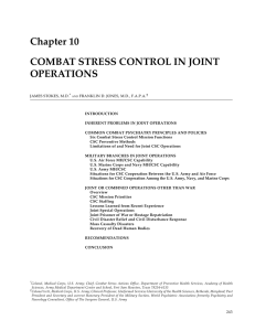 Chapter 10 COMBAT STRESS CONTROL IN JOINT OPERATIONS