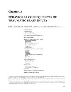 Chapter 13 BEHAVIORAL CONSEQUENCES OF TRAUMATIC BRAIN INJURY