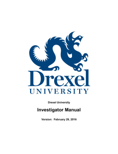 Investigator Manual Drexel University Version:  February 29, 2016