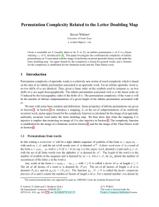 Permutation Complexity Related to the Letter Doubling Map Steven Widmer