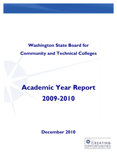 Academic Year Report 2009-2010 Washington State Board for Community and Technical Colleges