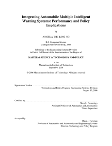 Integrating Automobile Multiple Intelligent Warning Systems: Performance and Policy Implications by