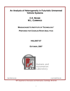 An Analysis of Heterogeneity in Futuristic Unmanned Vehicle Systems C.E. N