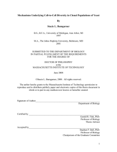 Mechanisms Underlying Cell-to-Cell Diversity in Clonal Populations of Yeast By