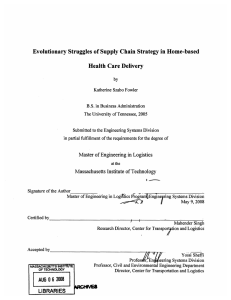 Evolutionary  Struggles  of Supply  Chain Strategy in... Health Care Delivery