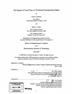 The Impact of Lead Time on Truckload  Transportation  Rates