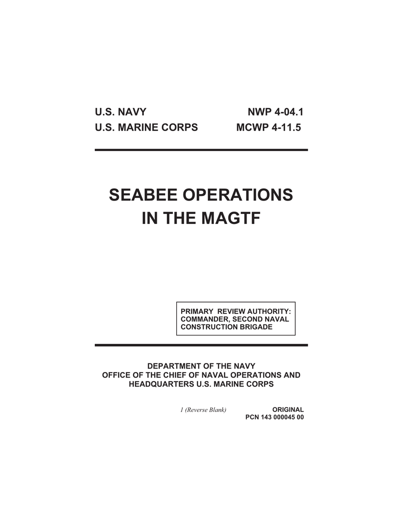 Seabee Operations In The Magtf U S Navy Nwp 4 04 1