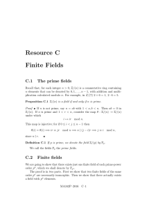 Resource C Finite Fields C.1 The prime fields