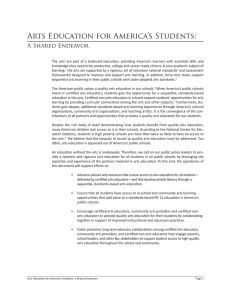 Arts Education for America’s Students: A Shared Endeavor