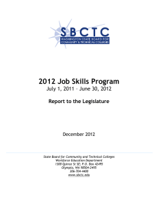 2012 Job Skills Program  July 1, 2011 – June 30, 2012