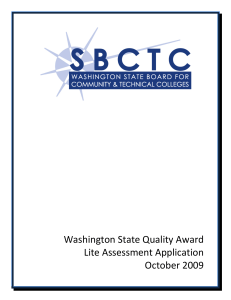 Washington State Quality Award  Lite Assessment Application  October 2009   