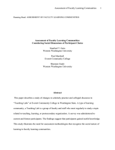 Assessment of Faculty Learning Communities      ...  Stanford T. Goto Western Washington University