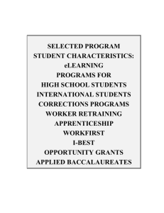 SELECTED PROGRAM STUDENT CHARACTERISTICS: eLEARNING PROGRAMS FOR