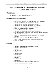 Unit 13--Section 2: Country Area Studies-- Levant and Jordan Objectives
