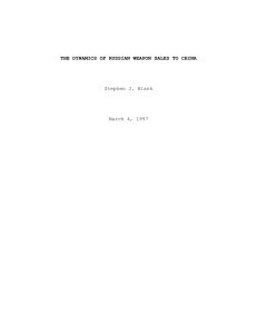 THE DYNAMICS OF RUSSIAN WEAPON SALES TO CHINA Stephen J. Blank