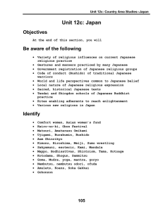 Unit 12c: Japan Objectives Be aware of the following