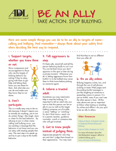 BE AN ALLY TAKE ACTION. STOP BULLYING.