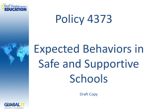 Policy 4373 Expected Behaviors in Safe and Supportive Schools