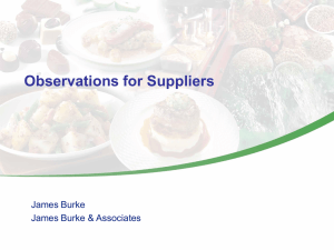 Observations for Suppliers James Burke James Burke &amp; Associates