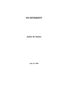 ON DIVERSITY Andre H. Sayles July 10, 1998