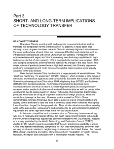 Part 3 SHORT- AND LONG-TERM IMPLICATIONS OF TECHNOLOGY TRANSFER