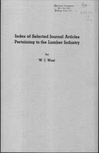 Index of Selected Journal Articles Pertaining to the Lumber Industry by