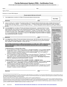 Florida Retirement System (FRS) - Certification Form  I. II.