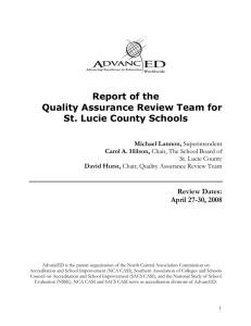 Report of the Quality Assurance Review Team for St. Lucie County Schools