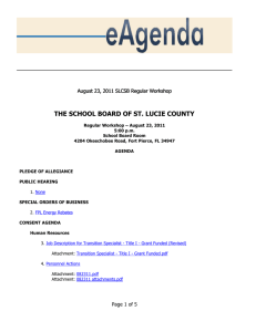 August 23, 2011 SLCSB Regular Workshop