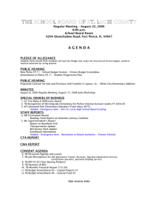 Regular Meeting – August 22, 2006 6:00 p.m. School Board Room