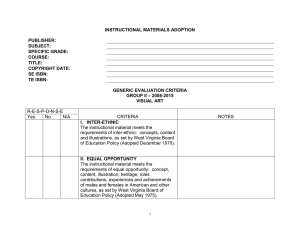 INSTRUCTIONAL MATERIALS ADOPTION PUBLISHER:  SUBJECT: