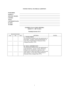 INSTRUCTIONAL MATERIALS ADOPTION  PUBLISHER: SUBJECT: