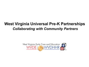West Virginia Universal Pre-K Partnerships  Collaborating with Community Partners