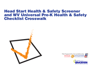 Head Start Health &amp; Safety Screener Checklist Crosswalk WVDE