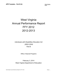 West Virginia Annual Performance Report FFY 2012