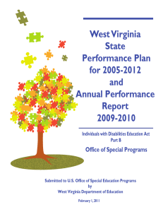 West Virginia State Performance Plan for 2005-2012