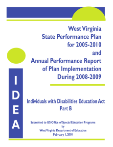 West Virginia State Performance Plan for 2005-2010 and
