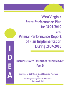 WestVirginia State Performance Plan for 2005-2010 and