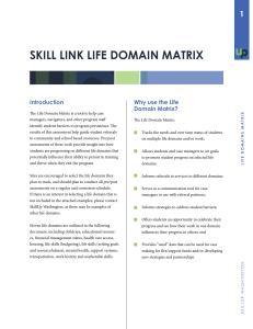 SKILL LINK LIFE DOMAIN MATRIX 1 Introduction Why use the Life