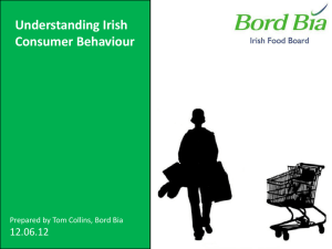 Understanding Irish Consumer Behaviour 12.06.12 Prepared by Tom Collins, Bord Bia